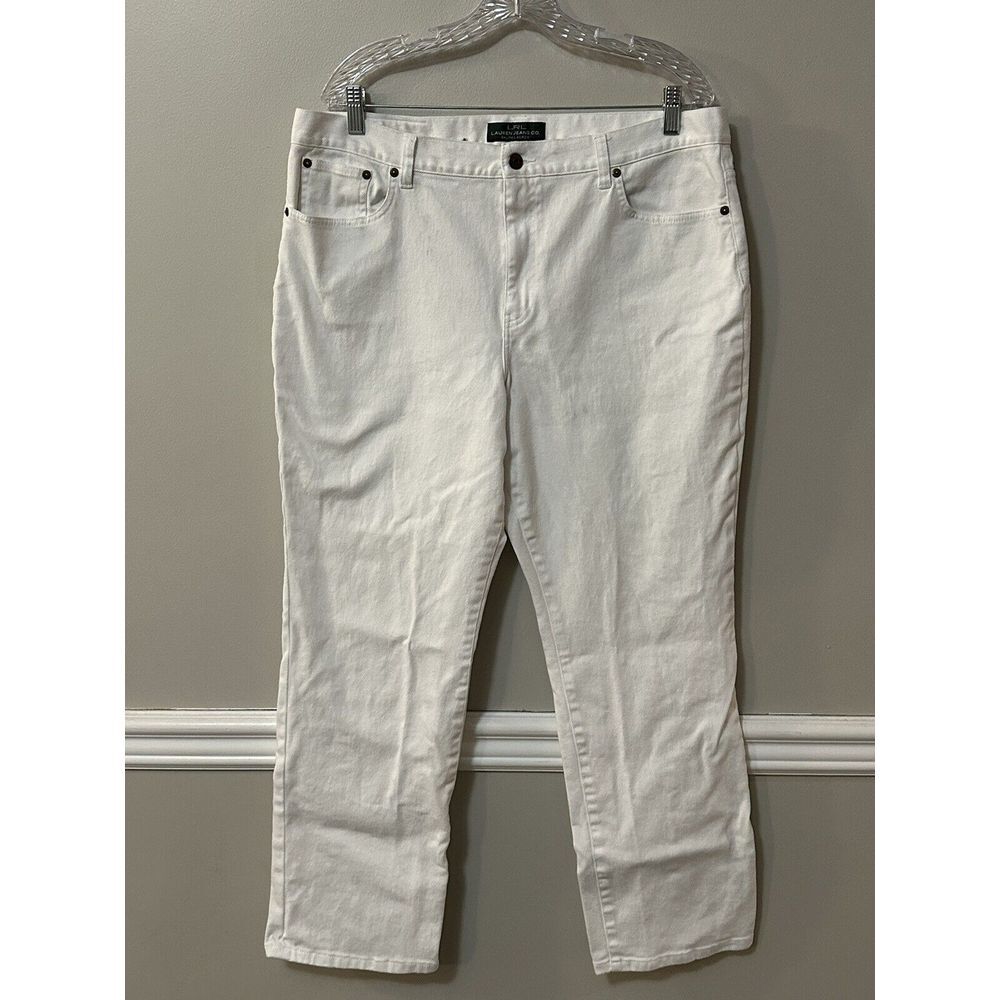 LRL Lauren‎ Jeans Co. Ralph Lauren Womens Jeans White Classic Straight Size 16